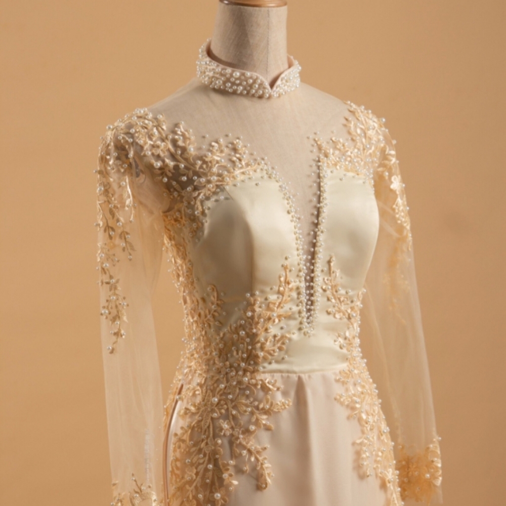 Gold Ao Dai - Vietnamese Wedding Dress